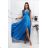 Langes formelles Kurzarmkleid für Damen (36-54) POLISH FASHION PMLMR23ALICE blau 34