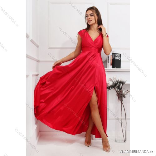 Langes formelles Kurzarmkleid für Damen (36-54) POLISH FASHION PMLMR23ALICE rot 34