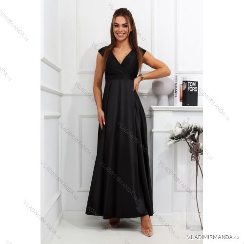 Langes formelles Kurzarmkleid für Damen (36-54) POLISH FASHION PMLMR23ALICE schwarz 34