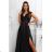 Langes formelles Kurzarmkleid für Damen (36-54) POLISH FASHION PMLMR23ALICE schwarz 34