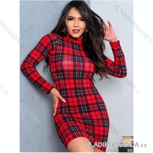 Elegantes Damenkleid mit langen Ärmeln (Einheitsgröße S/M) ITALIAN FASHION IMM23M6062 rot S/M