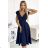 348-6 SCARLETT – ausgestelltes Kleid mit Ausschnitt – dunkelblau