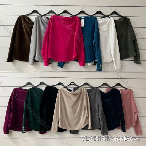 Warmes Samt-Langarm-T-Shirt für Damen (S/M EINHEITSGRÖSSE) ITALIAN FASHION IMWY23225