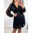 Damen Elegantes Kurzes Langarmkleid (S / M ONE SIZE) ITALIAN FASHION IMWC217235