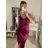 Elegantes Damen-Abendkleid mit Trägern (S/M ONE SIZE) ITALIAN FASHION IM322MONICA rot L/XL