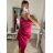 Elegantes Damen-Abendkleid mit Trägern (S/M ONE SIZE) ITALIAN FASHION IM322MONICA rot L/XL