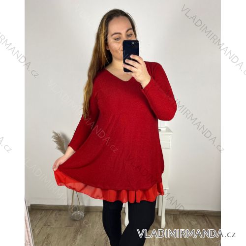 Übergroßes Kleid mit langen Ärmeln für Damen in Übergröße (XL/2XL/3XL, EINHEITSGRÖSSE) ITALIAN FASHION IMC23024 2XL/3XL rot