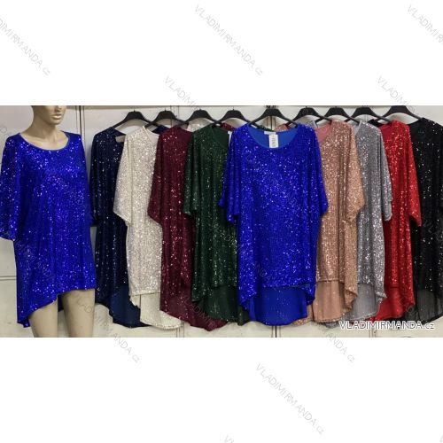Tunika, lang, mit Pailletten, 3/4-Ärmel, Damen, Übergröße (XL/2XL, Einheitsgröße), ITALIAN FASHION IMC23526