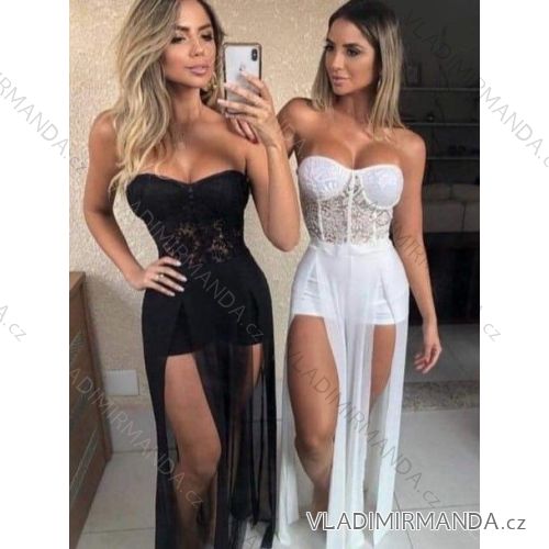 Overal dlouhý elegantní bez rukávů dámský (S/M ONE SIZE) ITALSKÁ MÓDA IMM21871