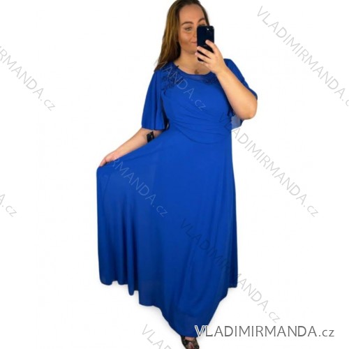 Šaty plesové dlouhé elegantní společenské krátký rukáv dámské nadrozměr (XL/2XL ONE SIZE) ITALSKÁ MÓDA IMM22PL80658 XL/2XL königsblau