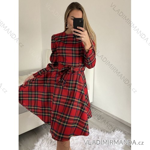 Elegantes Damenkleid mit langen Ärmeln (Einheitsgröße S/M) ITALIAN FASHION IMM23M6062 rot S/M