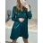 Langes Chiffon-Kurzarmkleid für Damen (S/M ONE SIZE) ITALIAN FASHION IMWGS231048 schwarz S/M