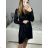 Langes Chiffon-Kurzarmkleid für Damen (S/M ONE SIZE) ITALIAN FASHION IMWGS231048 schwarz S/M