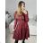 Elegantes Damenkleid mit langen Ärmeln (Einheitsgröße S/M) ITALIAN FASHION IMM23M6062 rot S/M