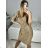 Langes, langärmliges Partykleid für Damen (Einheitsgröße S/M) ITALIAN FASHION IMM23056 Gold S/M
