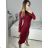 Šaty elegantní třpytivé dlouhý rukáv dámské (S/M ONE SIZE) ITALSKá MóDA IMM22hg4993 S/M rot