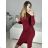 Šaty elegantní třpytivé dlouhý rukáv dámské (S/M ONE SIZE) ITALSKá MóDA IMM22hg4993 S/M rot