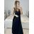 Ärmelloses langes Partykleid aus Paillettensamt für Damen (S/M EINHEITSGRÖSSE) ITALIAN FASHION IMWB233931