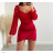 Elegantes Damenkleid mit langen Ärmeln (S/M EINHEITSGRÖSSE) ITALIAN FASHION IMPMD2331243L S/M rot