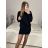 Übergroßes Kleid mit langen Ärmeln für Damen in Übergröße (XL/2XL/3XL, EINHEITSGRÖSSE) ITALIAN FASHION IMC23024 S/M dunkelblau