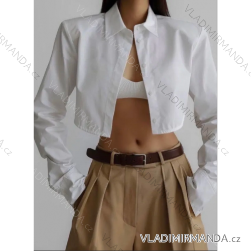 Langärmliges Crop-Top-Shirt für Damen (S/M ONE SIZE) ITALIAN FASHION IMPLP2326007075