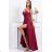 Damen Plus Size (42-46) langes elegantes ärmelloses Partykleid POLISH FASHION PMLBC23265-10 Burgund 42