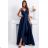 Damen Plus Size (42-46) langes elegantes ärmelloses Partykleid POLISH FASHION PMLBC23265-10 dunkelblau 36