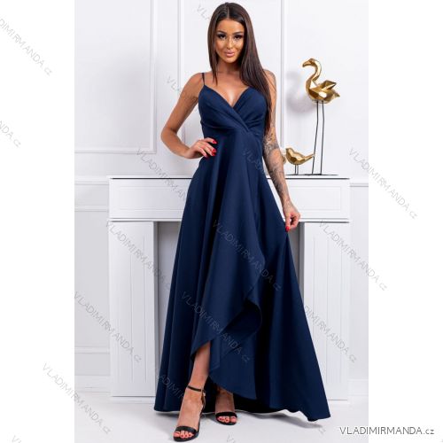 Damen Plus Size (42-46) langes elegantes ärmelloses Partykleid POLISH FASHION PMLBC23265-10 dunkelblau 36