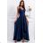 Damen Plus Size (42-46) langes elegantes ärmelloses Partykleid POLISH FASHION PMLBC23265-10 dunkelblau 36