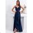 Damen Plus Size (42-46) langes elegantes ärmelloses Partykleid POLISH FASHION PMLBC23265-10 dunkelblau 36