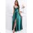 Damen Plus Size (42-46) langes elegantes ärmelloses Partykleid POLISH FASHION PMLBC23265-10 grün 42