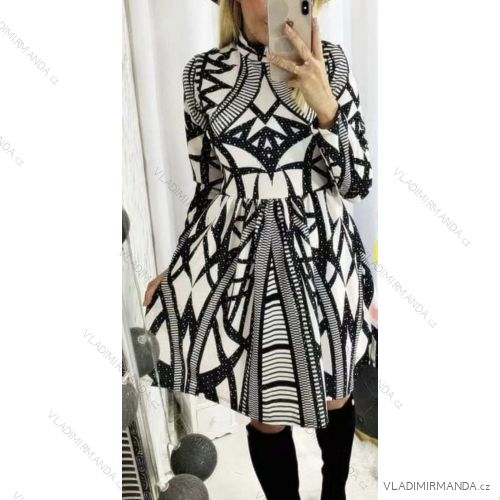 Elegantes Damenkleid mit langen Ärmeln (Einheitsgröße S/M) ITALIAN FASHION IMHMS23082