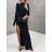 Damen Elegantes Kurzes Langarmkleid (S / M ONE SIZE) ITALIAN FASHION IMWC217235 schwarz S/M