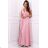 Langes, elegantes, ärmelloses Partykleid für Damen in Übergröße (36–52) POLISH FASHION PMLBF24GALA5 Rosa 44