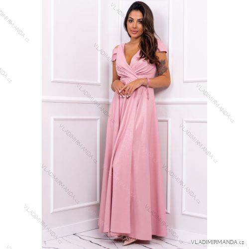Langes, elegantes, ärmelloses Partykleid für Damen in Übergröße (36–52) POLISH FASHION PMLBF24GALA5 Rosa 44