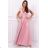 Langes, elegantes, ärmelloses Partykleid für Damen in Übergröße (36–52) POLISH FASHION PMLBF24GALA5 Rosa 44