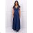 Langes, elegantes, ärmelloses Partykleid für Damen in Übergröße (36–52) POLISH FASHION PMLBF24GALA12 Dunkelblau 46