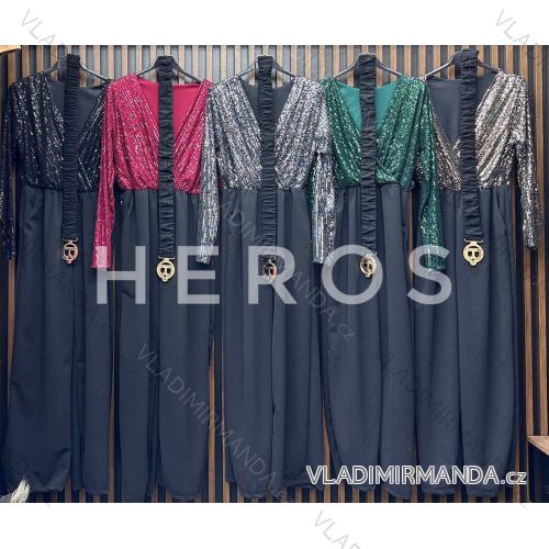 Langer Damen-Overall mit Pailletten und Gürtel und langen Ärmeln (Einheitsgröße S/M) ITALIAN FASHION IMWCH234717