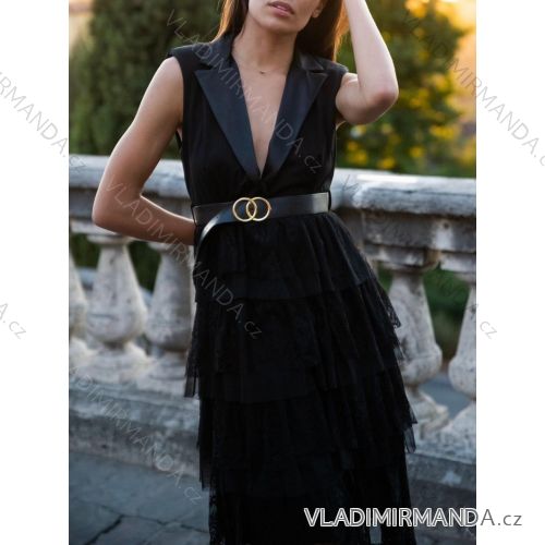 Elegantes ärmelloses Damenkleid mit Gürtel (S/M EINHEITSGRÖSSE) ITALIAN FASHION IMHMS23119