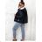 Reißverschluss Kapuzen Langarm Damen Oversized (3XL-8XL) POLISH FASHION PMWT21T21-69 schwarz XXL