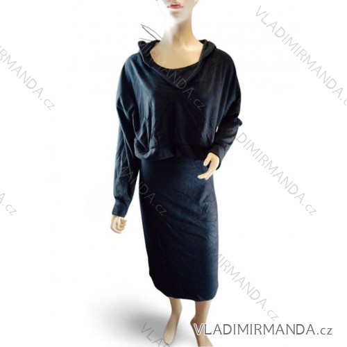 Klassisches Kurzarmkleid Damen (uni s-l) ITALIENISCHES MODA IMC20206 S/M schwarz