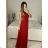 Langes Chiffon-Kurzarmkleid für Damen (S/M ONE SIZE) ITALIAN FASHION IMWGS231048 S/M rot