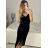 Langes Party-Samtkleid für Damen mit Trägern (S/M EINHEITSGRÖSSE) ITALIAN FASHION IMPMD2326493L
