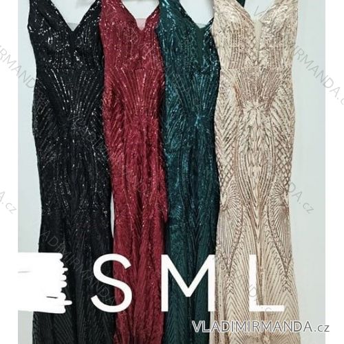 Langes trägerloses Pailletten-Partykleid für Damen (Einheitsgröße S/M) ITALIAN FASHION IMPSH233348