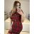 Elegantes Damenkleid mit langen Ärmeln (Einheitsgröße S/M) ITALIAN FASHION IMM23M6062 rot S/M