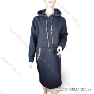 Damen-Sweatshirtkleid mit langen Ärmeln und Kapuze in Übergröße (2XL/3XL EINHEITSGRÖSSE) ITALIAN FASHION IM423680