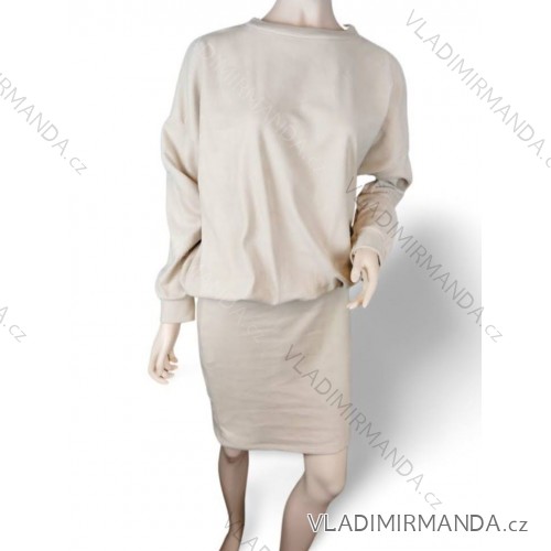 Warmes, lässiges Langarmkleid für Damen (Einheitsgröße S/M) ITALIAN FASHION IMD23767/DU Beige S/M