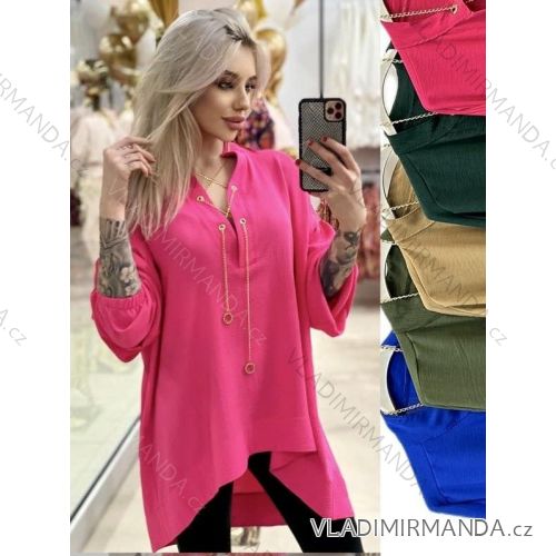 Tunika mit Anhänger Langarm Damen Plus Size (3XL/4XL ONE SIZE) ITALIAN FASHION IMWT23209