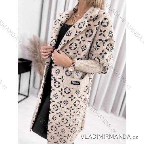 Langärmliger Alpaka-Mantel mit Kapuze für Damen (S/M EINHEITSGRÖSSE) POLISH FASHION IMWK23747