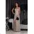 Trägerloses langes Partykleid aus Satin für Damen (34-42) POLISH FASHION PMLEL24NATHALIE hellgrau 42
